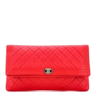 Chanel Boy Beauty CC Clutch,  Fuchsia/  Red Lambskin with Gold Hardware